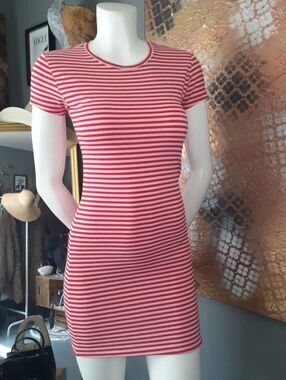 Nwt Zara Red & White Striped Short Sleeve Bodycon Dress